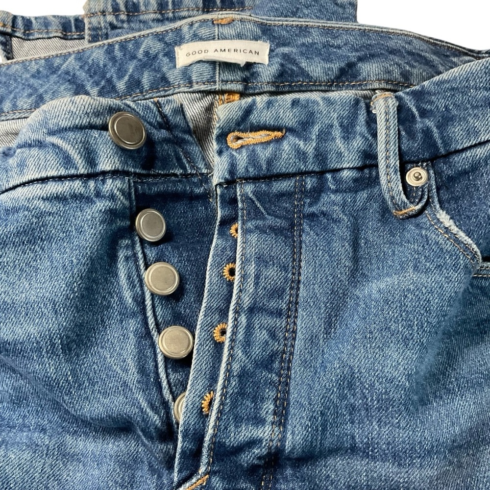 Good American Women's Indigo High Rise Straight Leg Button Fly Jeans Size 6 - Picture 5 of 13